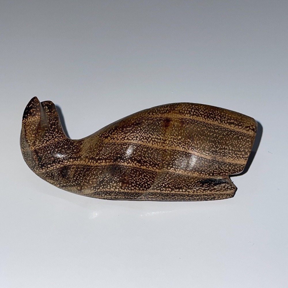 Vintage‎ Handmade Carved Wood Whale Brooch Pin Sealife Jewerly Ocean Figural B1